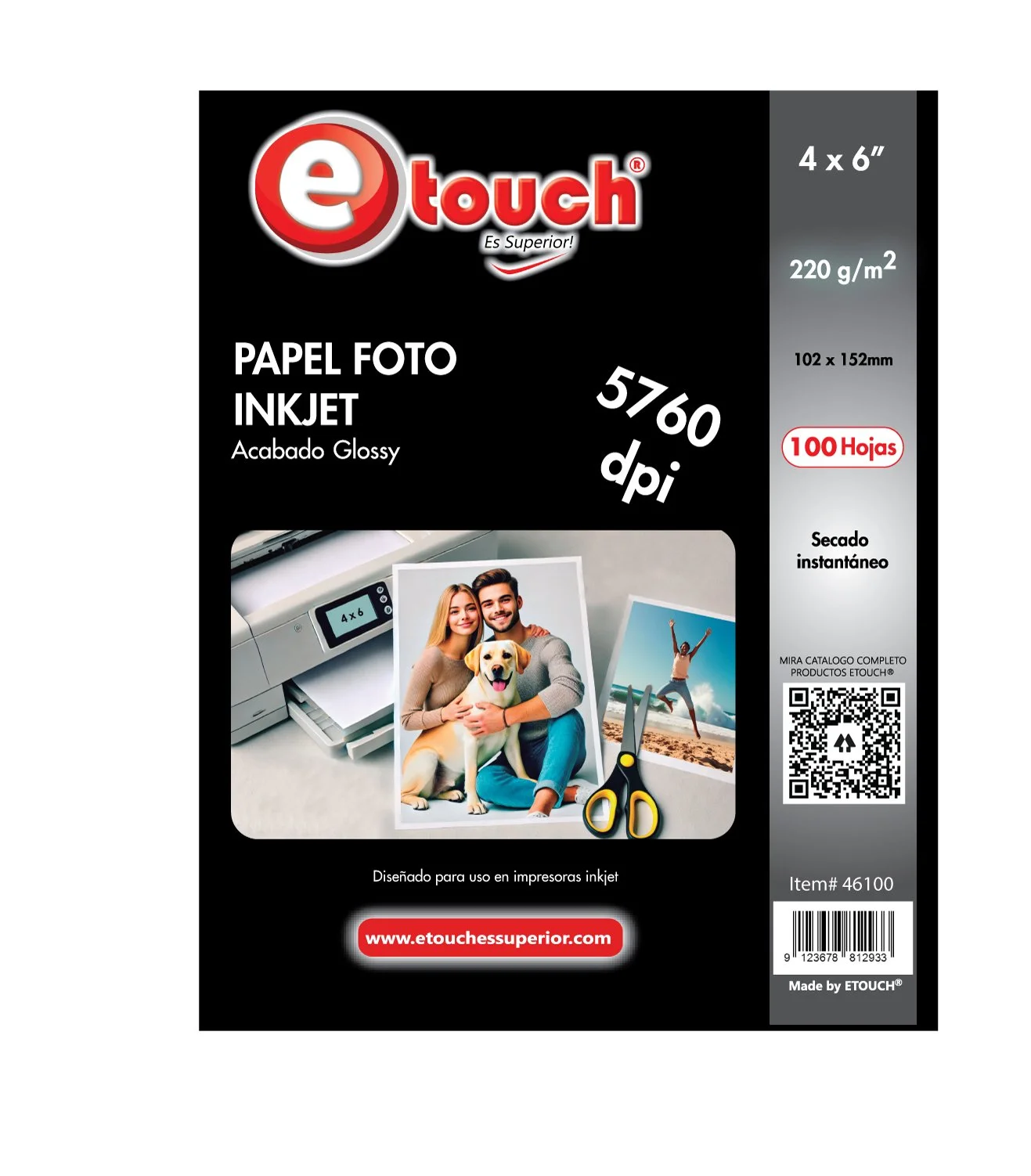 PAPEL FOTO 4X6"  100 HOJAS ETOUCH®