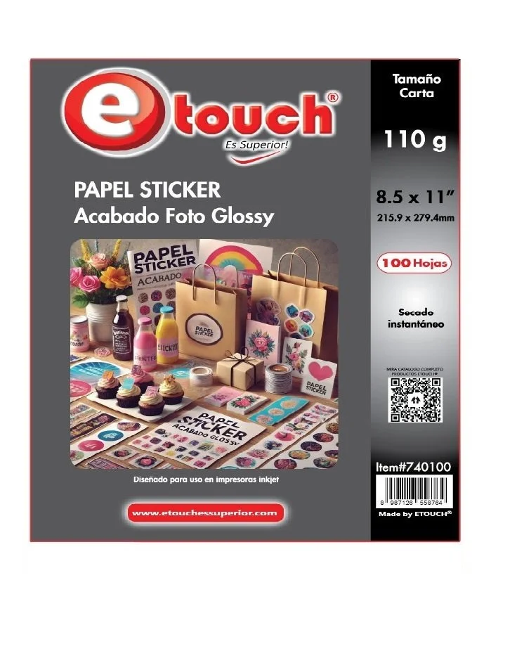 PAPEL FOTO STICKER CARTA, 100 HOJAS ETOUCH®