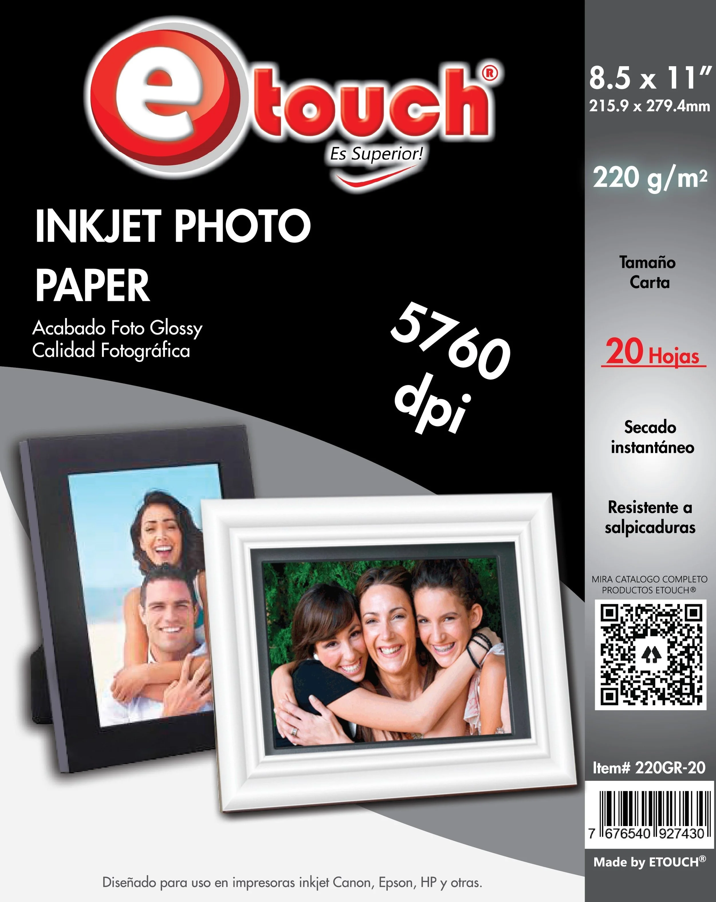 PAPEL FOTO CARTA  20 HOJAS ETOUCH®