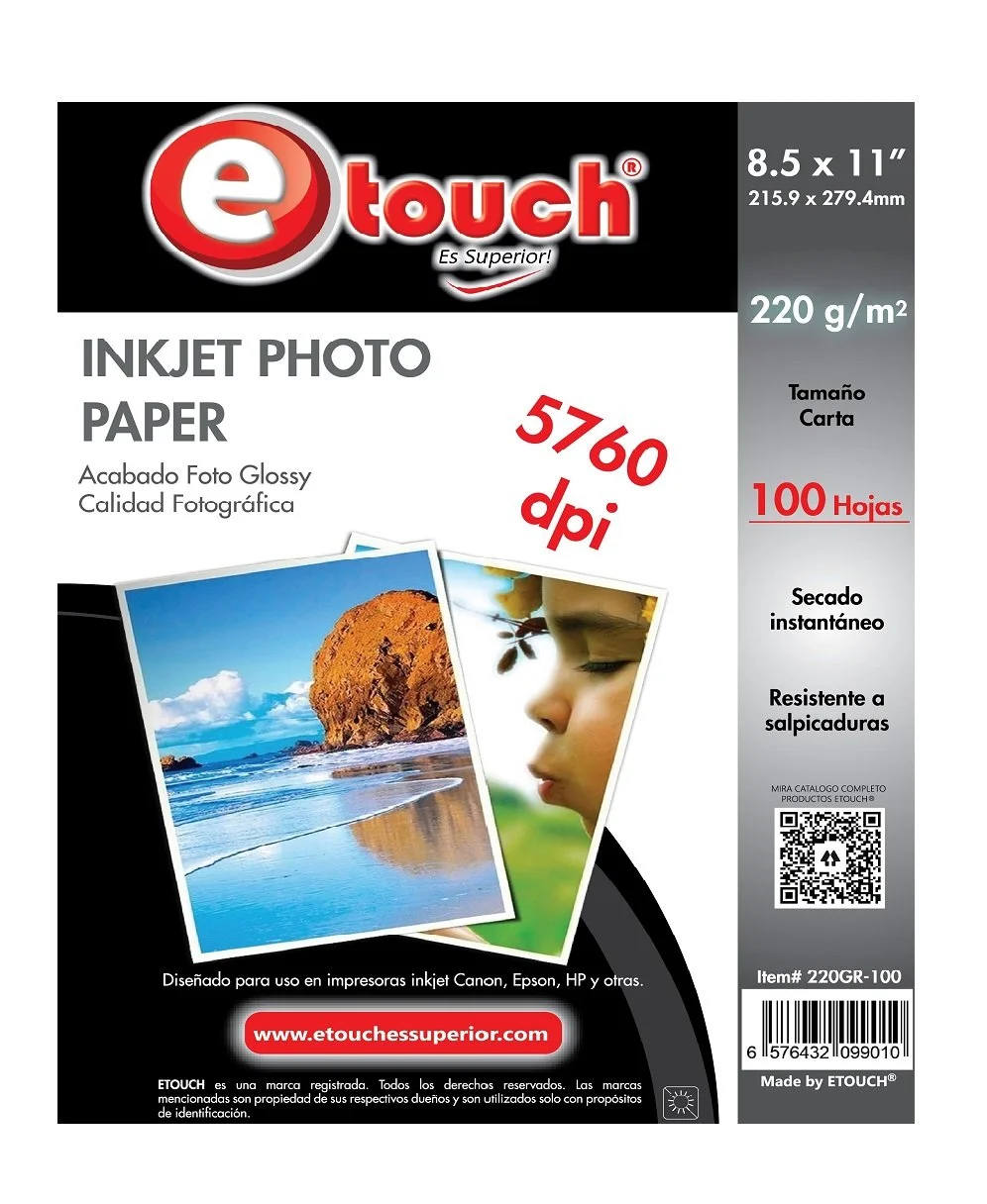 PAPEL FOTO CARTA  100 HOJAS ETOUCH®