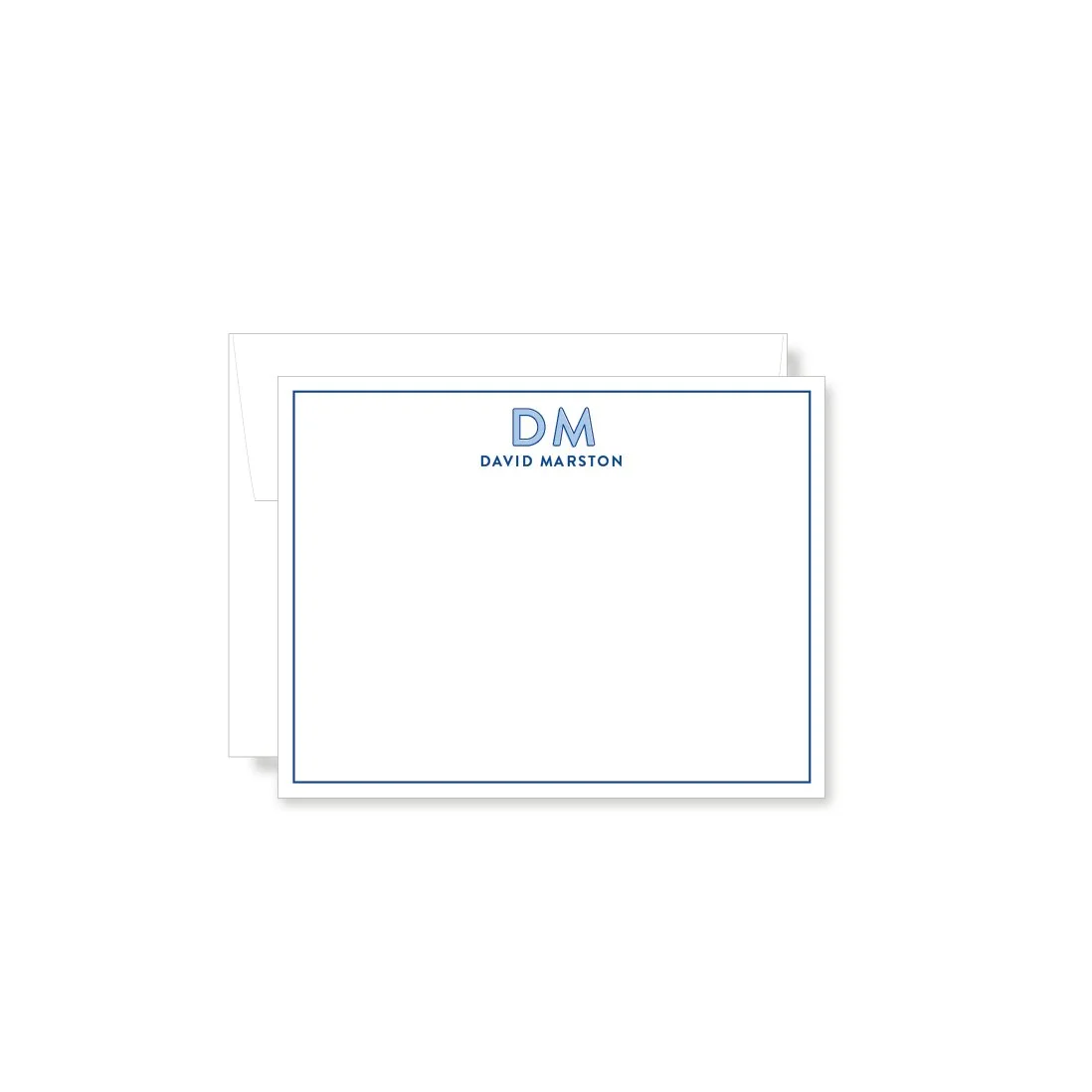 Initial Name Notecards Blue