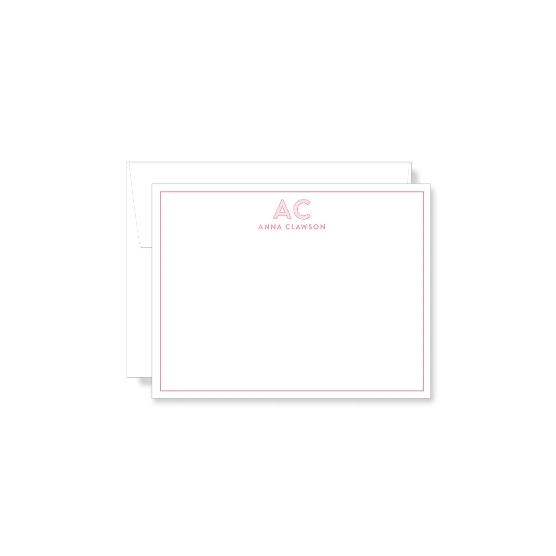 Initial Name Notecards Pink