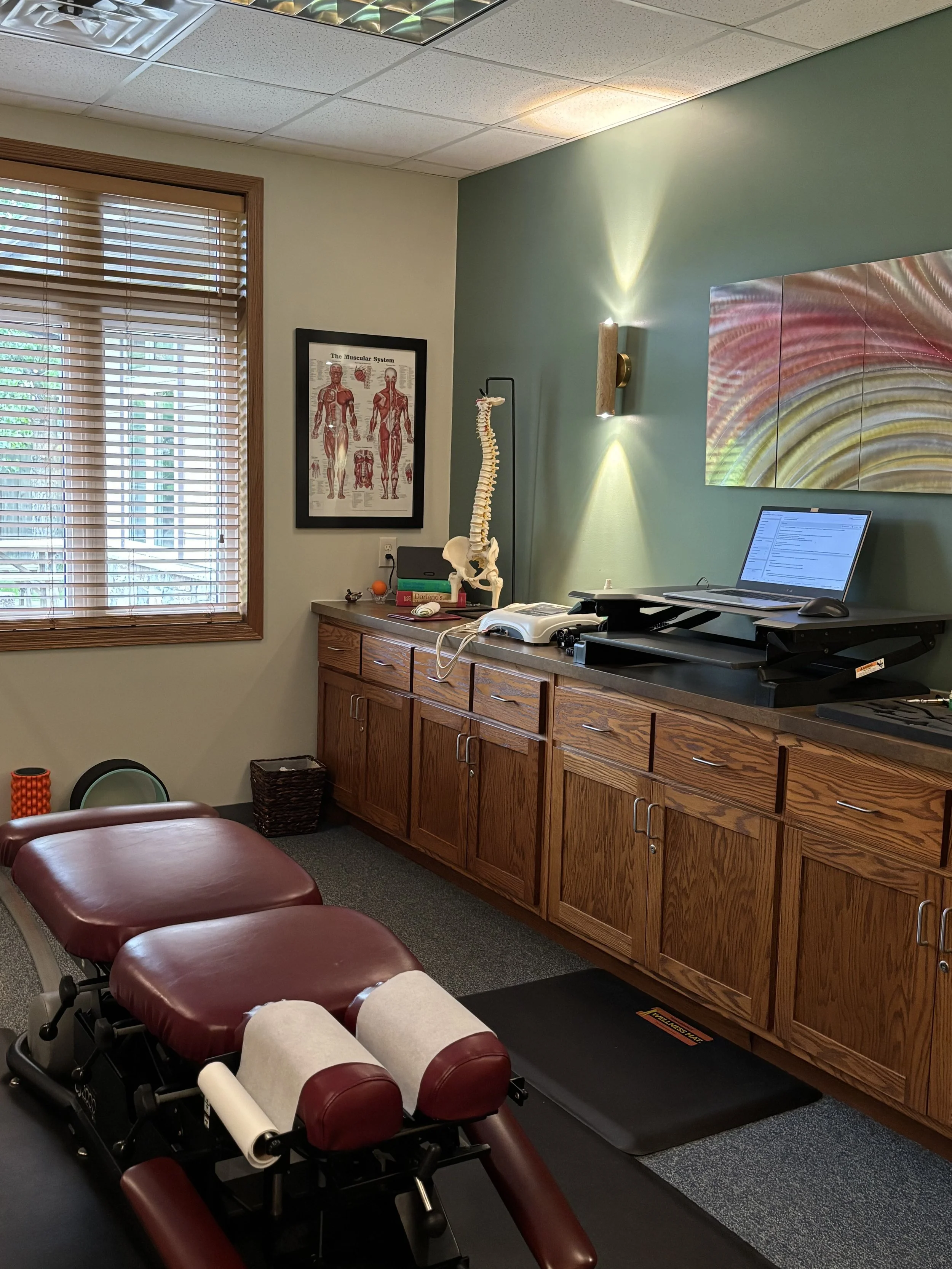 Welcoming treatment room at Landry Chiropractic.