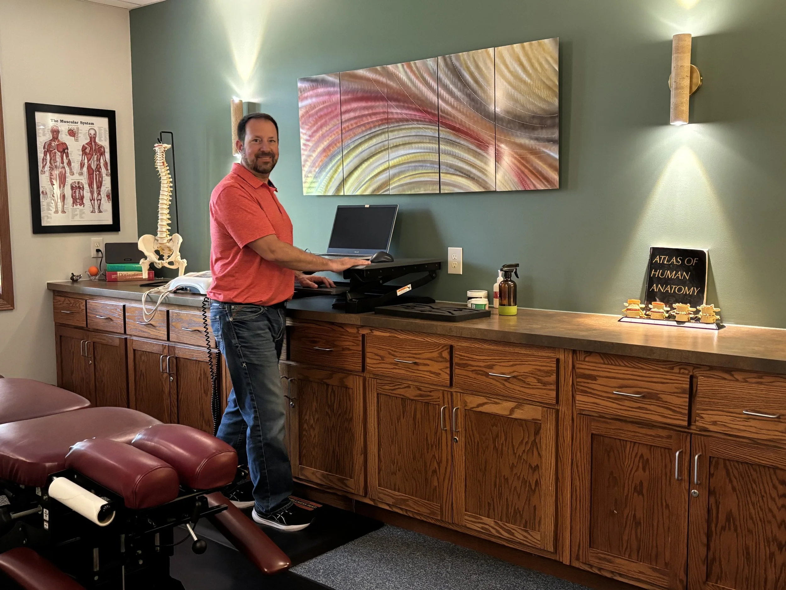 Dr. Pete Landry in the Landry Chiropractic clinic in Elk River.