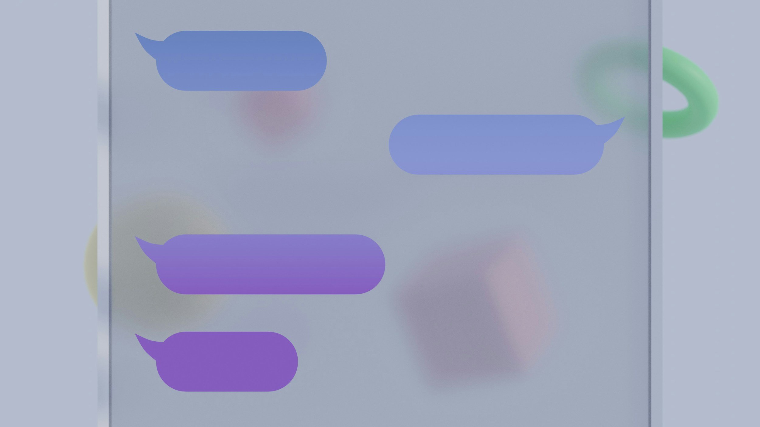 Close-up of a smartphone screen showing a conversation with encrypted message icons, with green and blue chat bubbles.