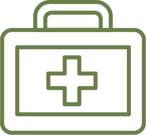 Medical kit with a cross symbol in the center