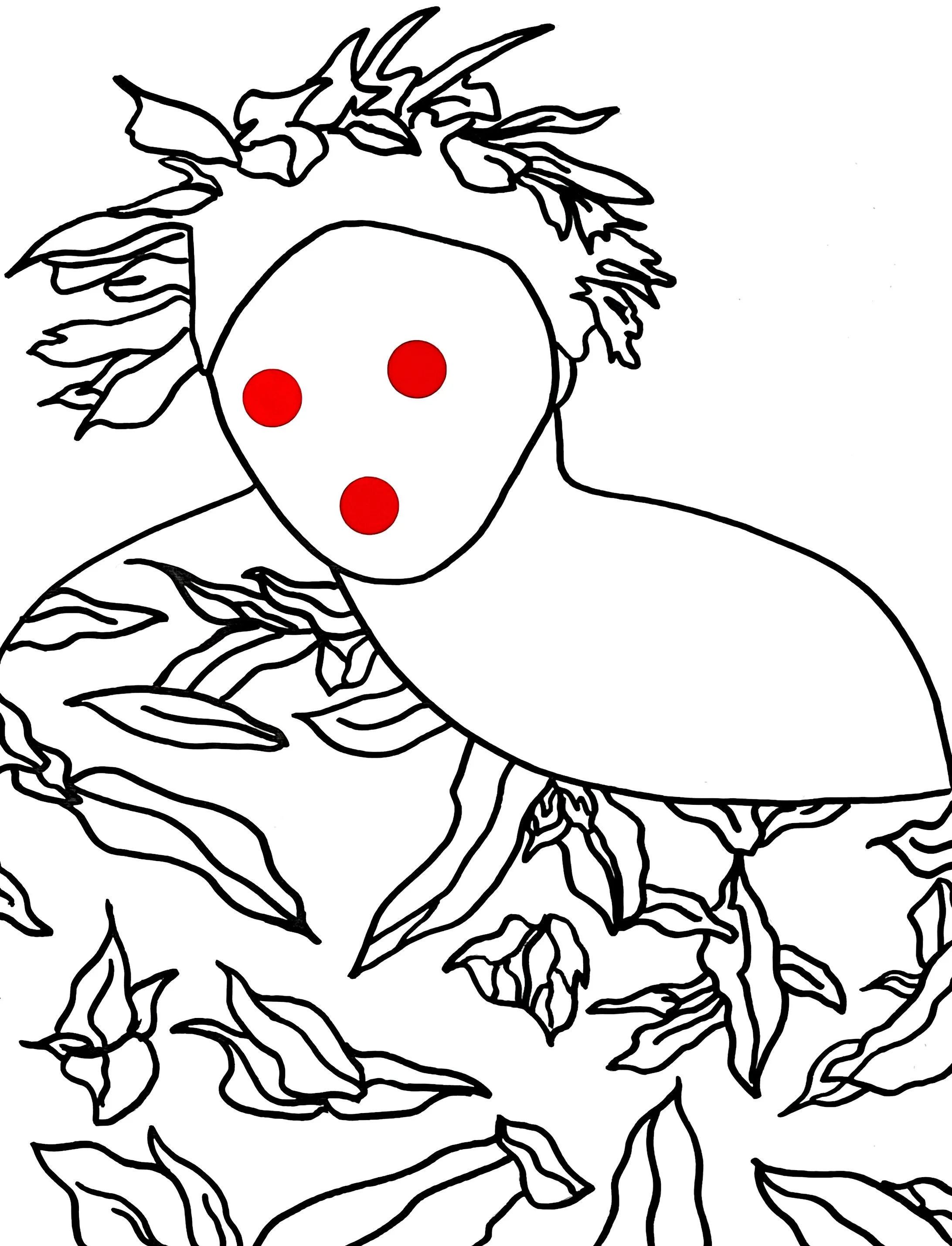 Study of P.X. Miranda (2025) Pigment marker and sticker on paper
