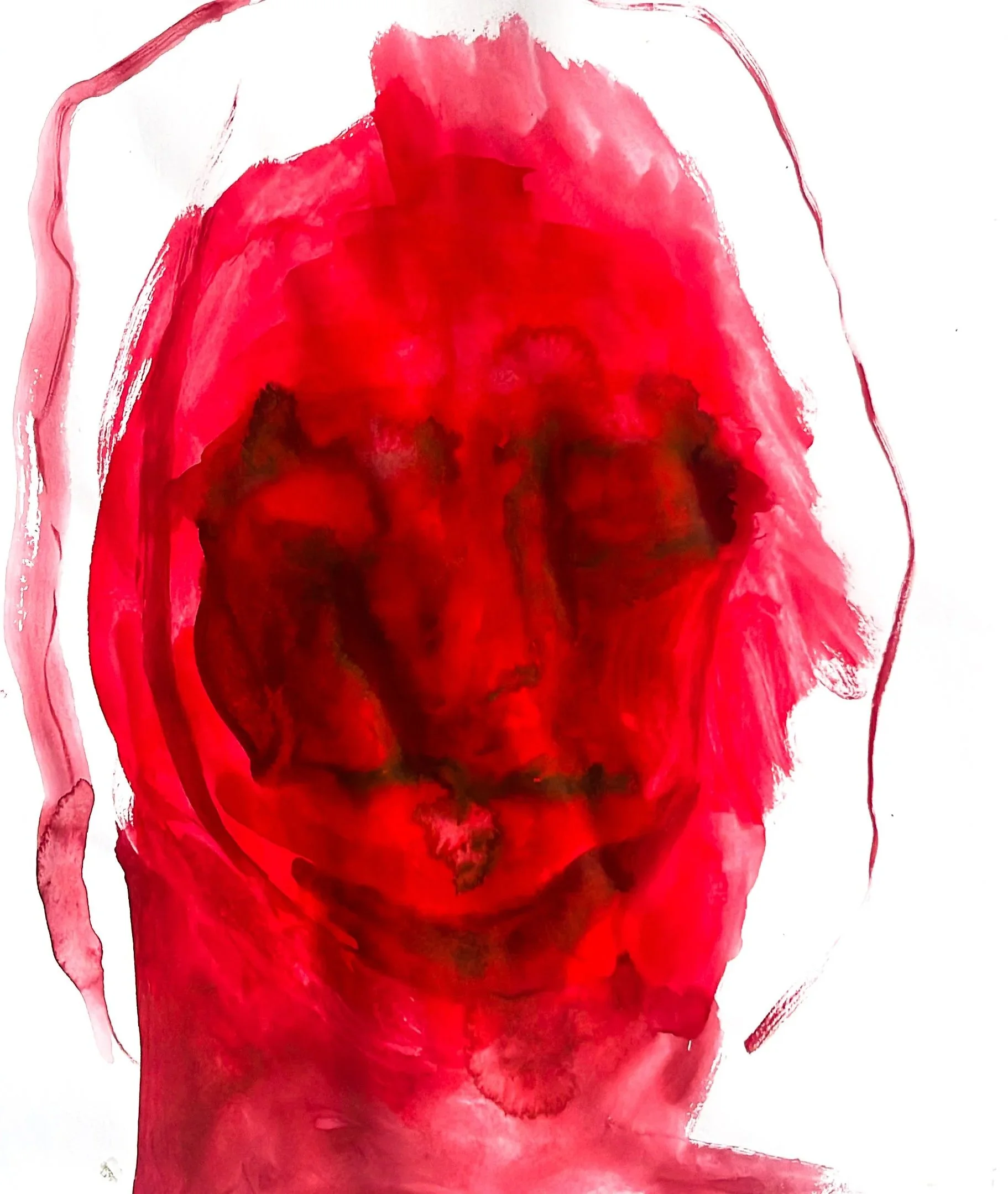 Blood Drowning at Throat No.6 (2024) Watercolour on paper