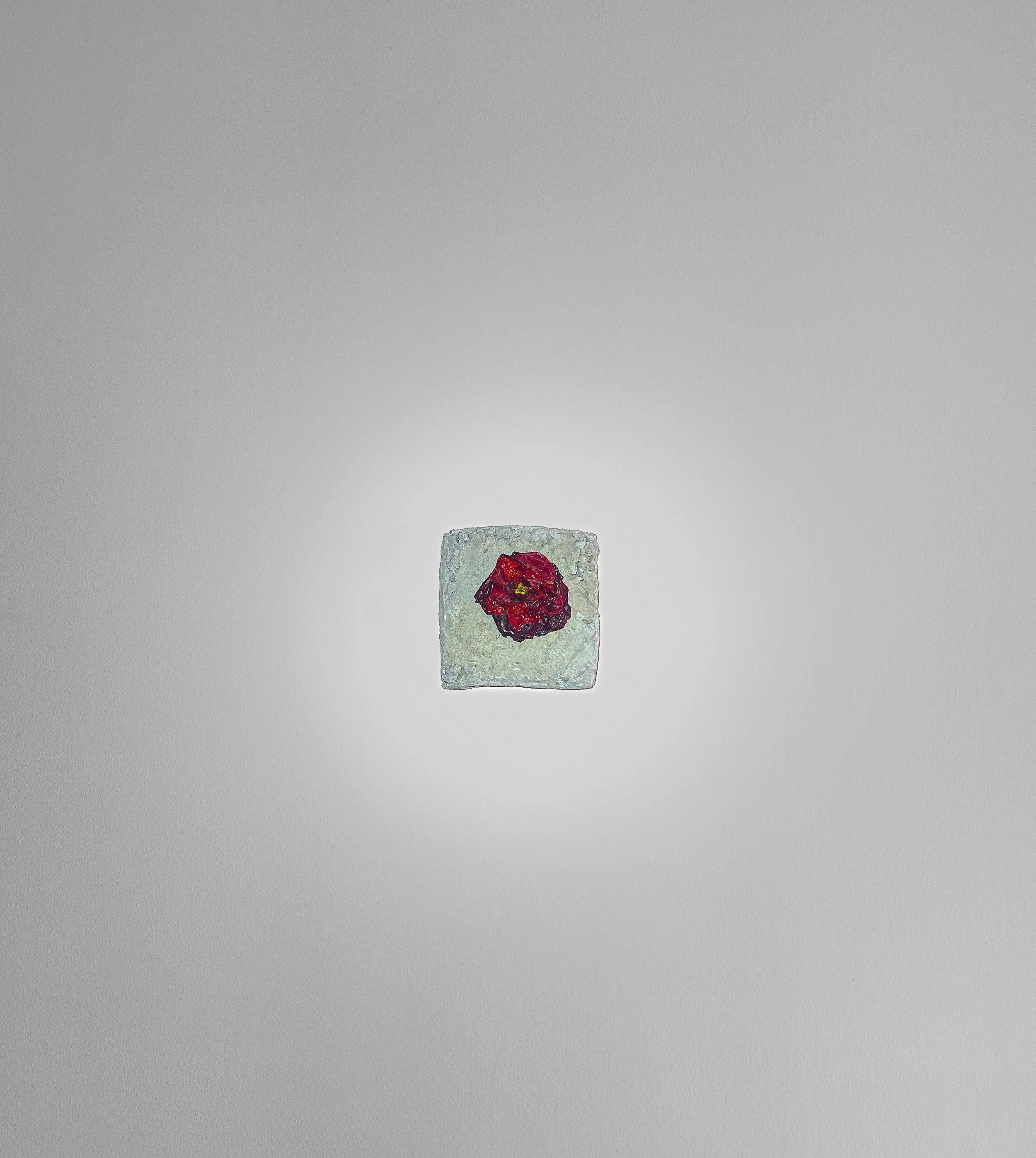 Lady Campbell (2025) Acrylic, pollen and concrete on canvas 12x11.3x2.8cm