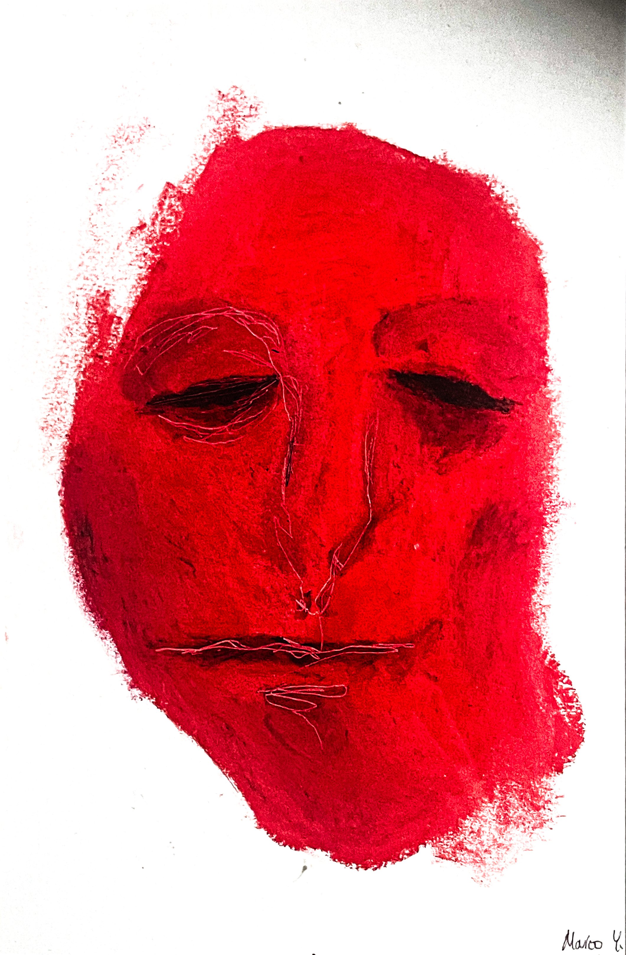 Blood Drowning at Throat No.1 (2024) Oil pastel on paper