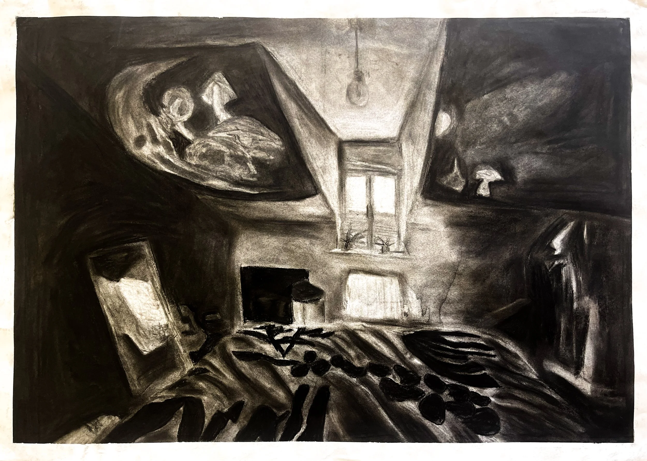 Room II (2022) Charcoal and chalk on paper