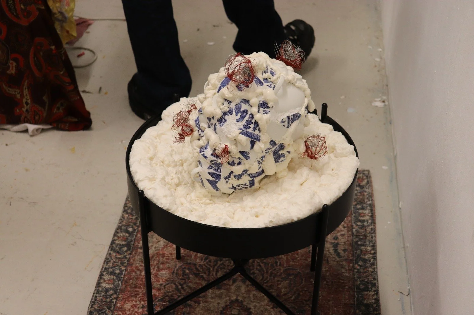 I Think About Swimming So Much I Struggle to Breathe (2024) Ceramic, wire, foam, threads and table