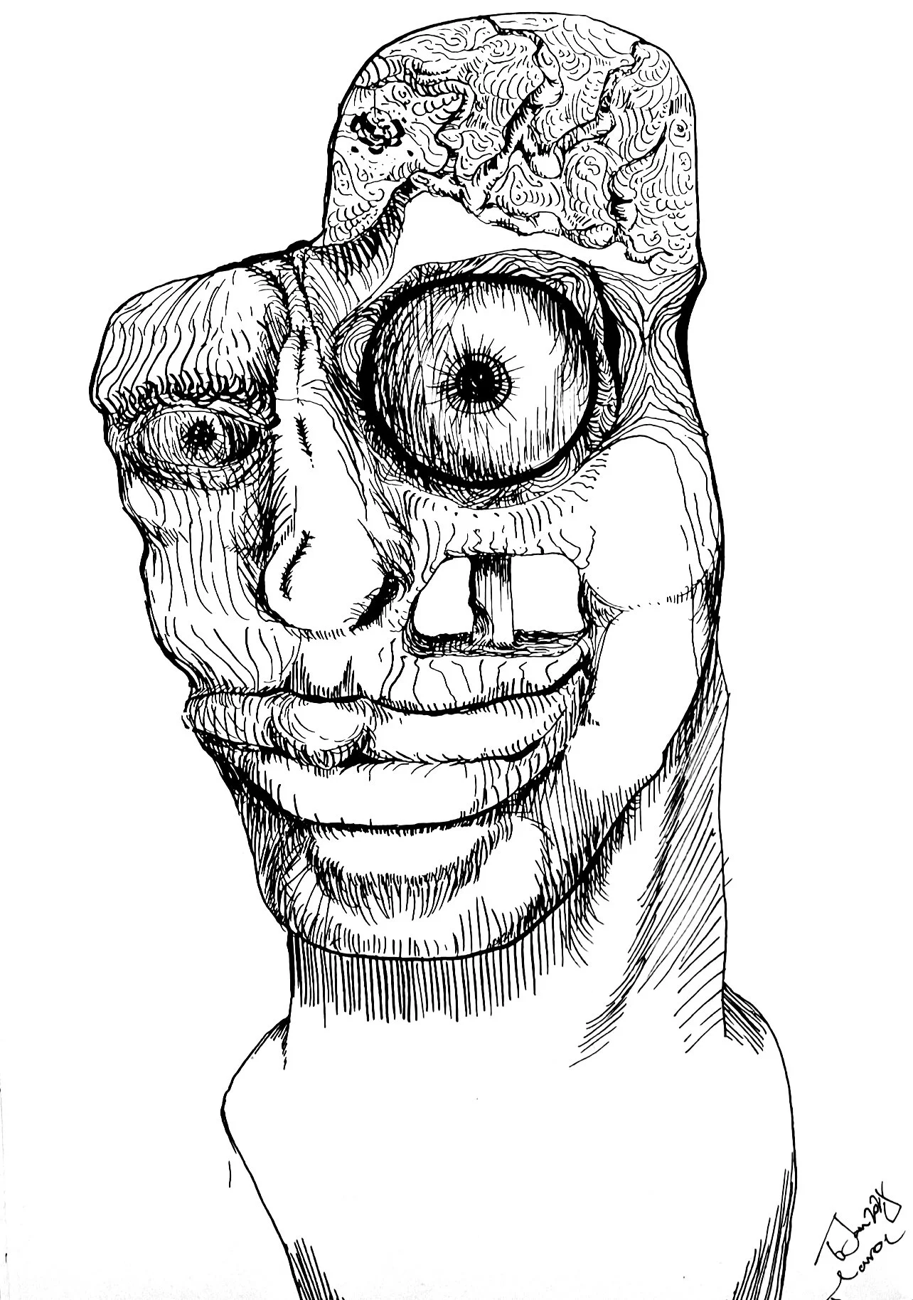 Artist's Self Portrait (2025) Soft-tipped pigment marker on paper