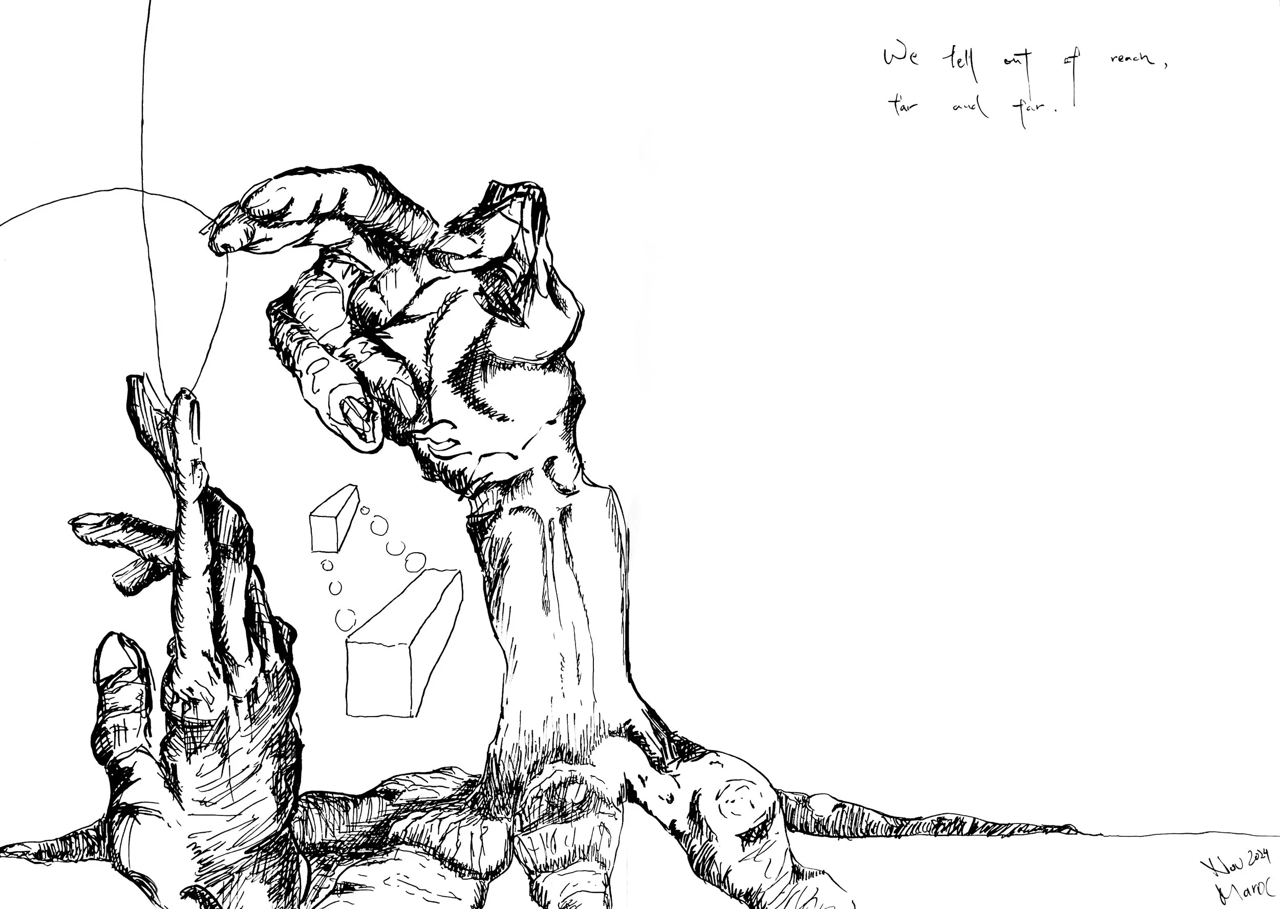 We Fell Out of Reach, Far and Far (2024) Soft-tipped pigment marker on paper