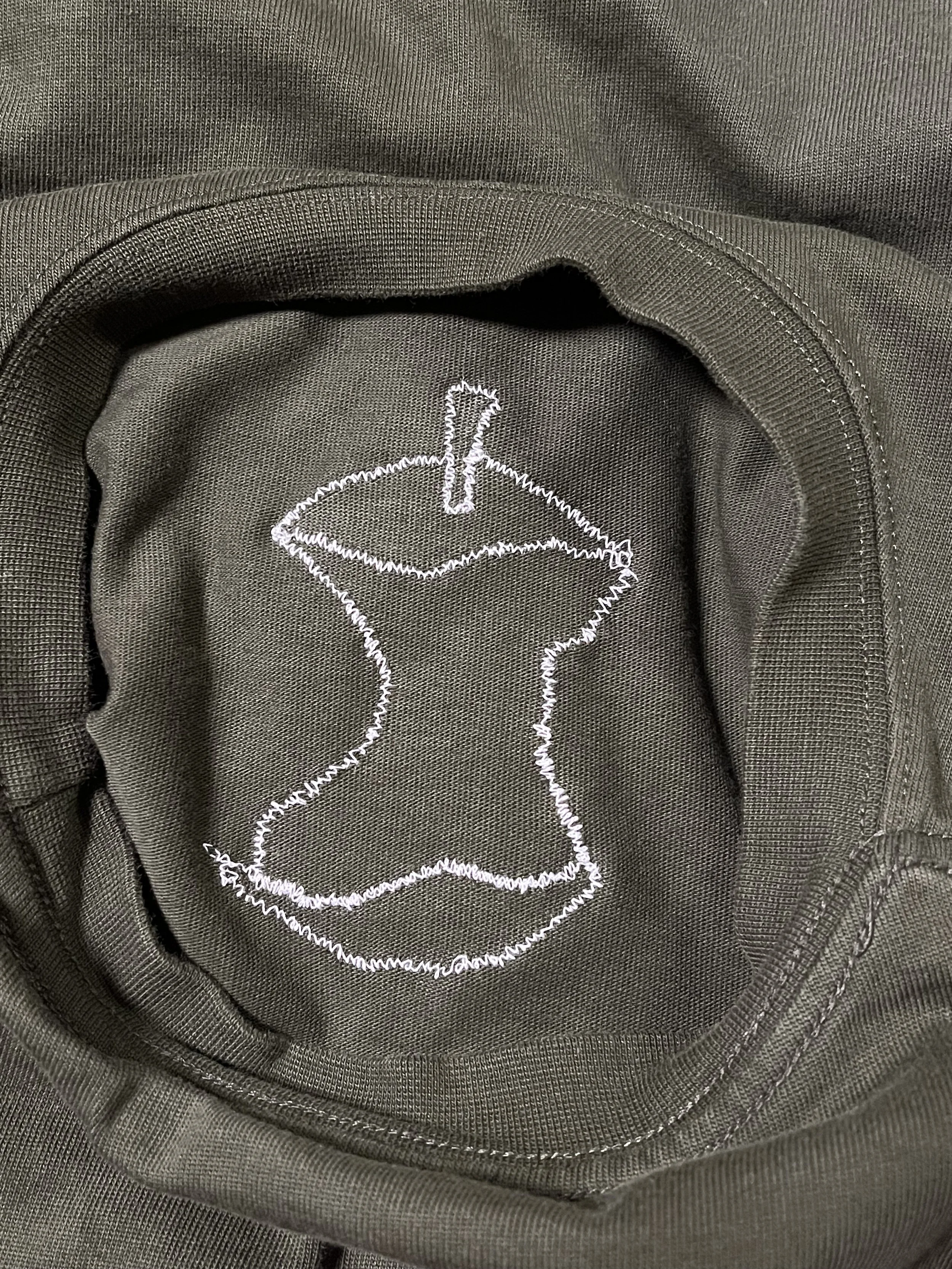 The backside of the sewn apple