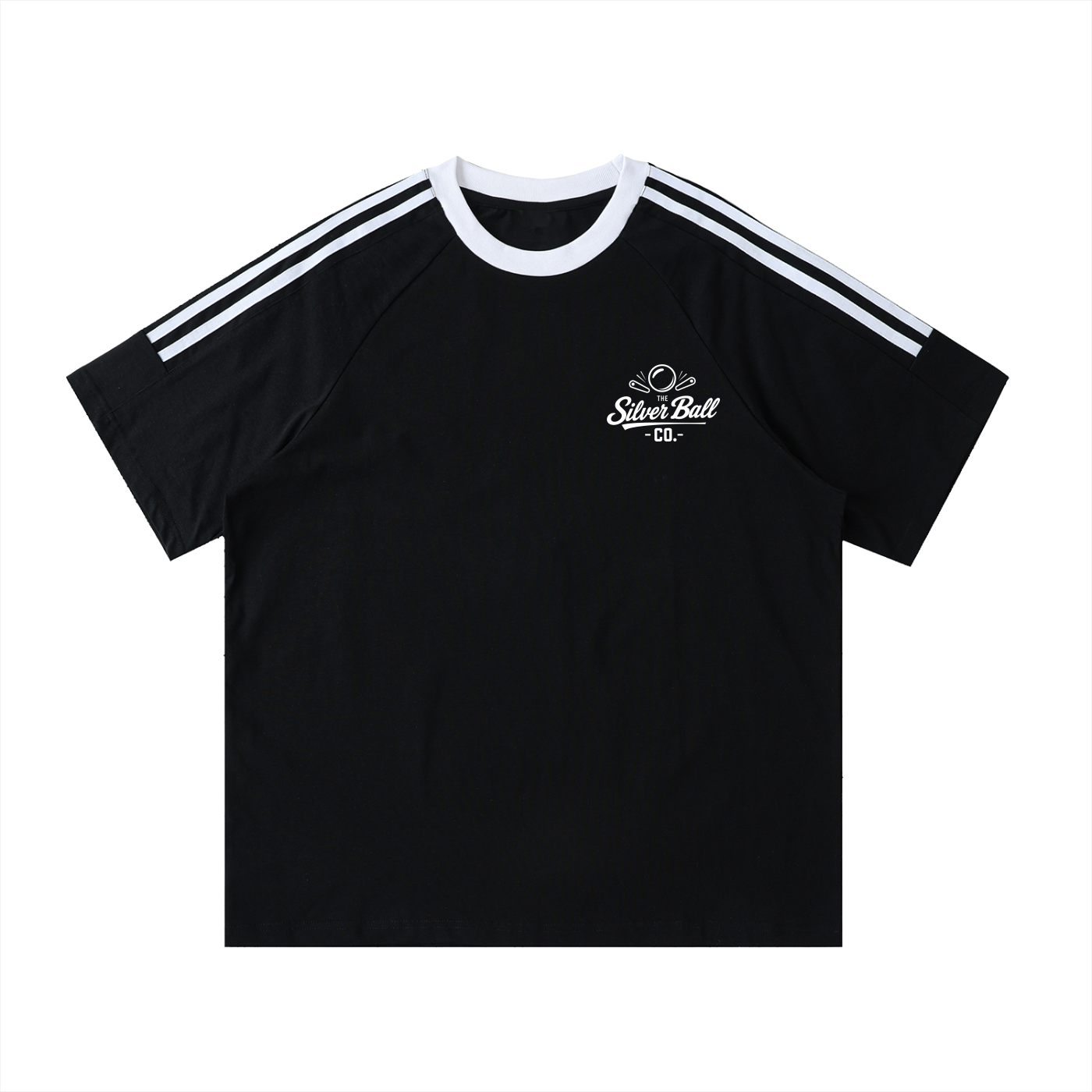 Pinball Jersey with Contrast Tape Crewneck Cotton T-Shirt