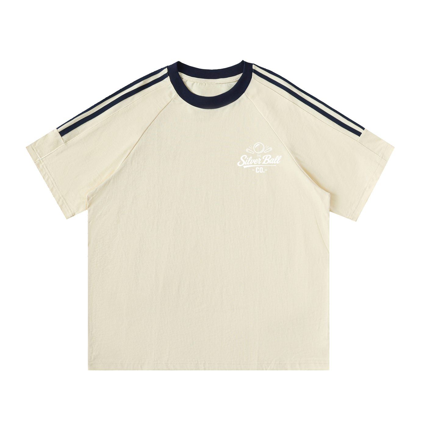 Pinball Jersey with Contrast Tape Crewneck Cotton T-Shirt