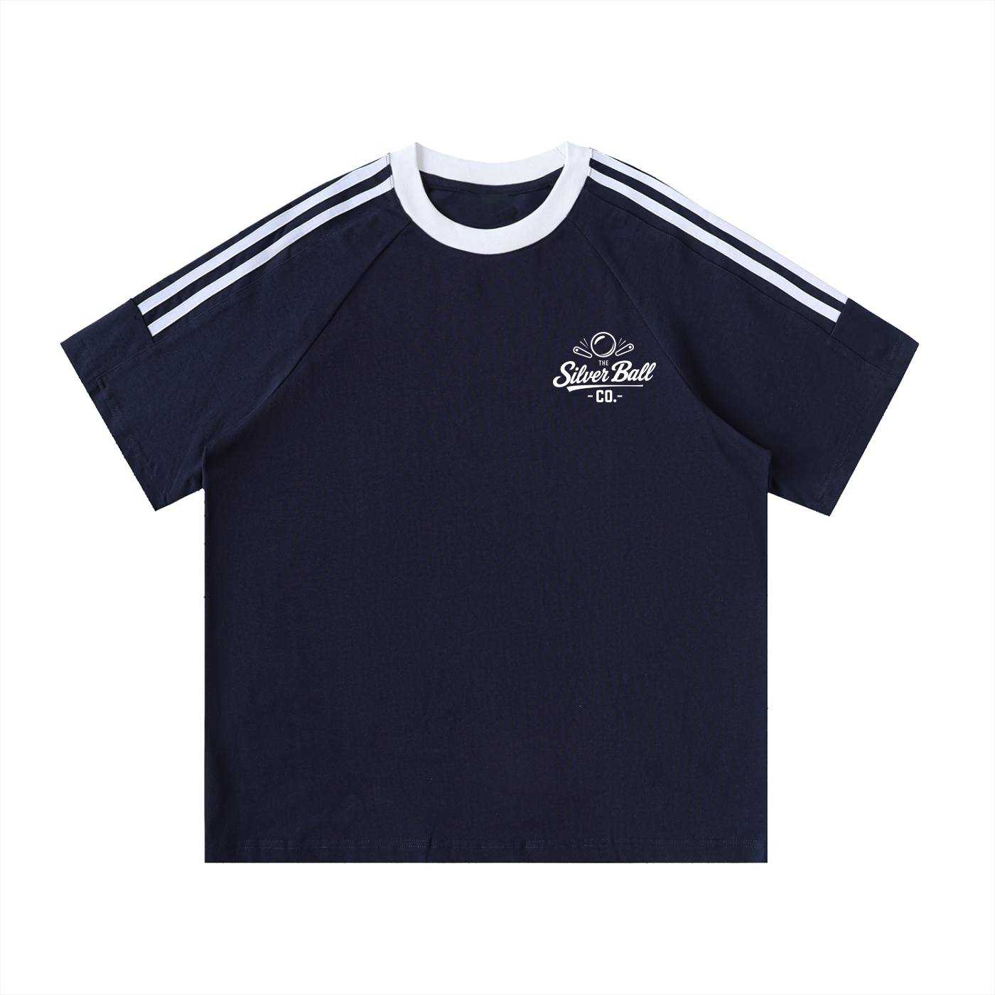 Pinball Jersey with Contrast Tape Crewneck Cotton T-Shirt