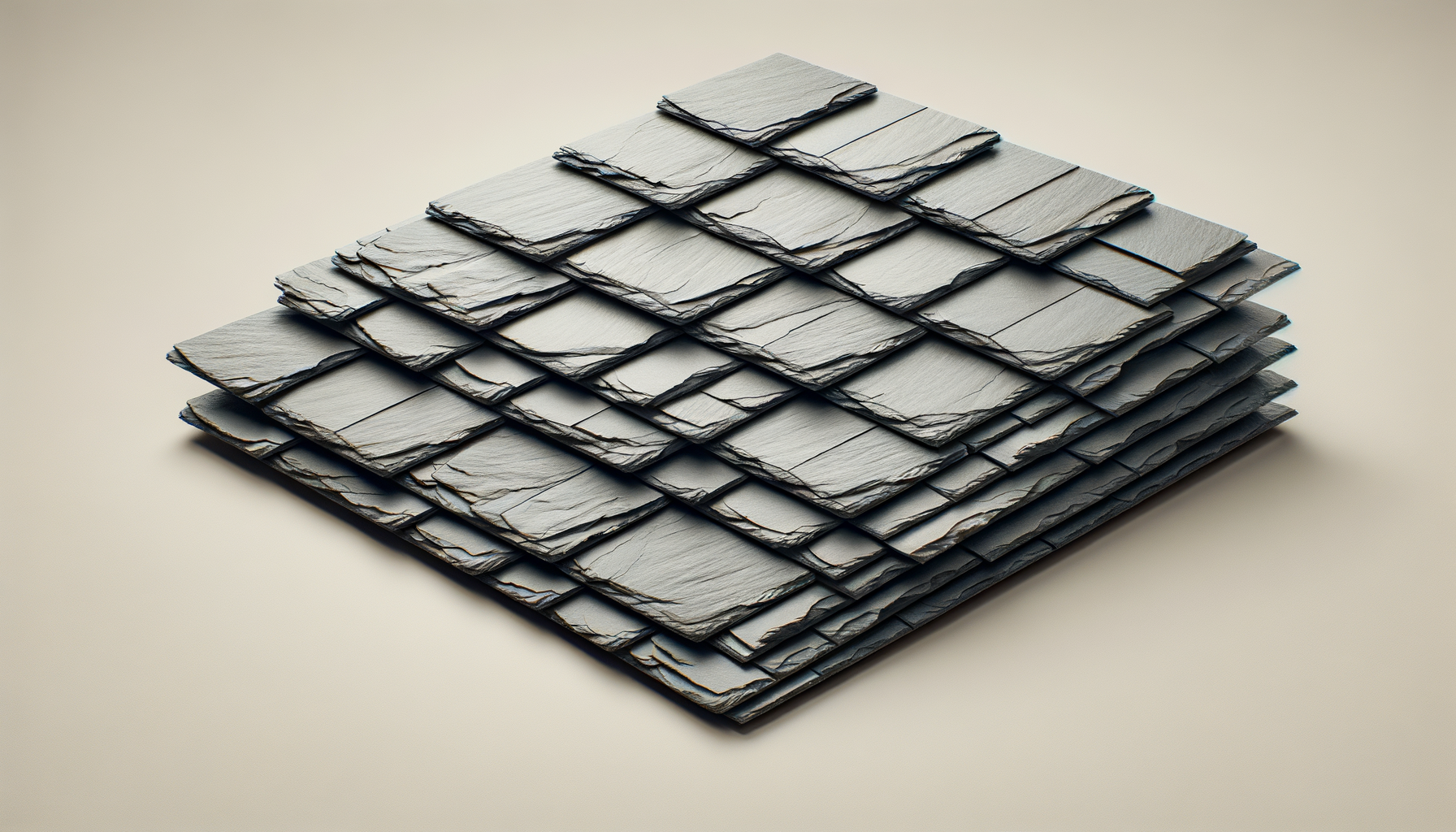 A neatly stacked pile of roughly torn, textured gray paper sheets on a plain light background.