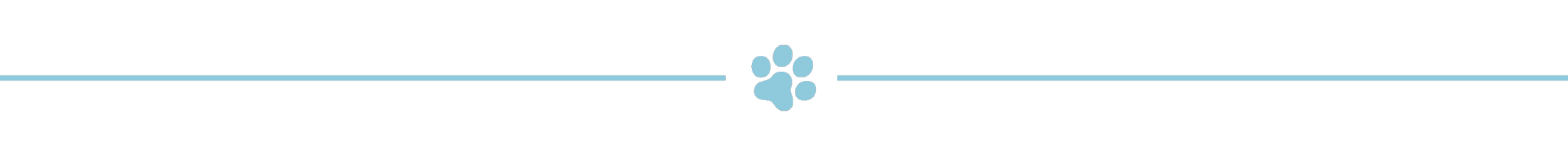 Design of a pet care or grooming business sign with a paw print in the center, black background, and light blue text reading 'Dog & Cat Grooming' with decorative line elements.