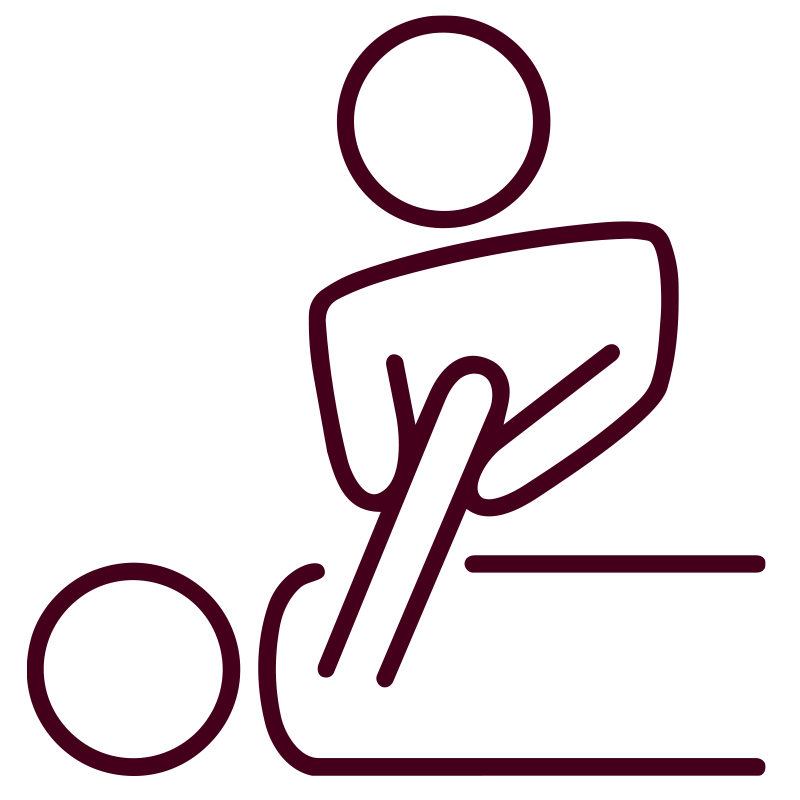 Outline drawing of a person reading a book or document with a ball nearby.