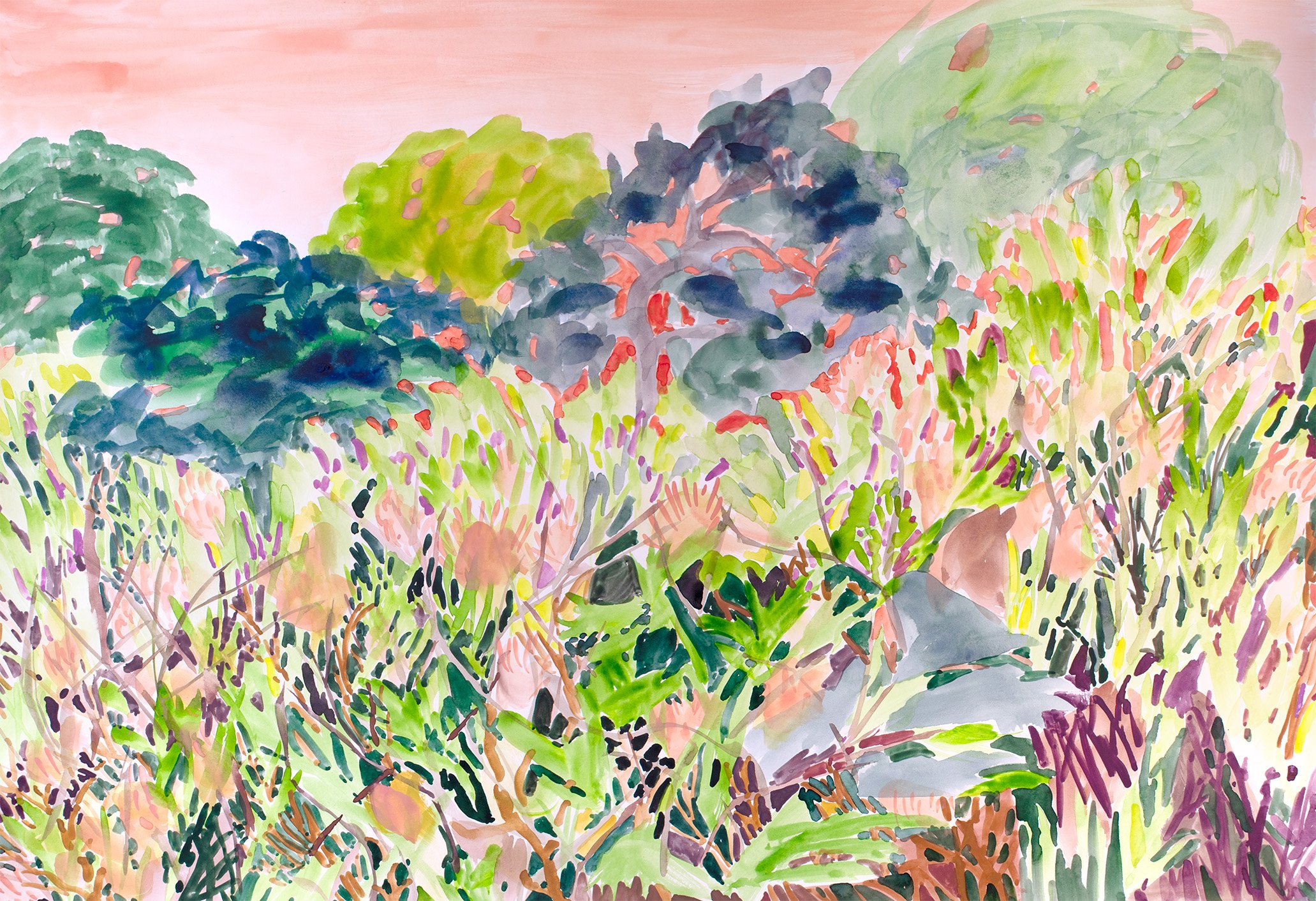 18" x 24" | Guache and watercolor on paper | 2026