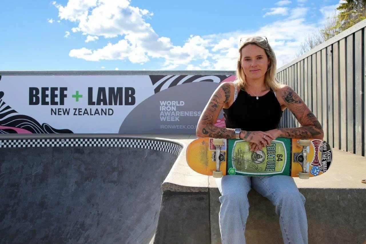 Girls Skate NZ and Beef + Lamb New Zealand promote iron-rich food and active lifestyles for teenage girls.