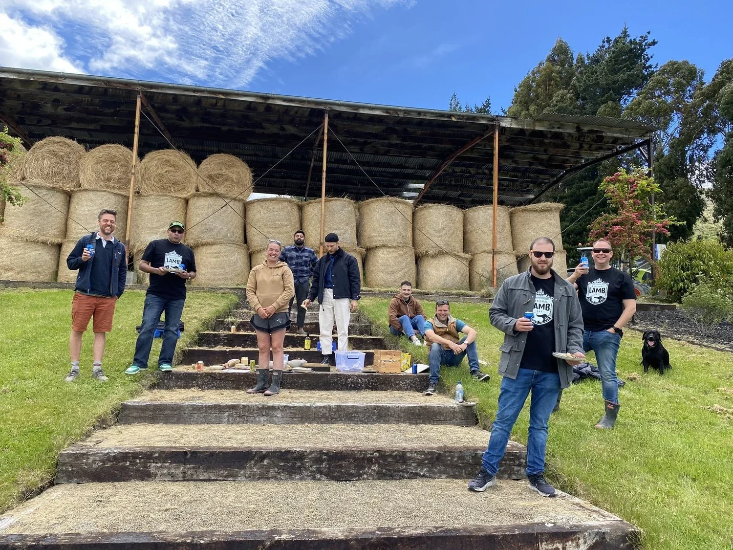 Chefs and farmers enjoying a picnic lunch at Royalburn Station