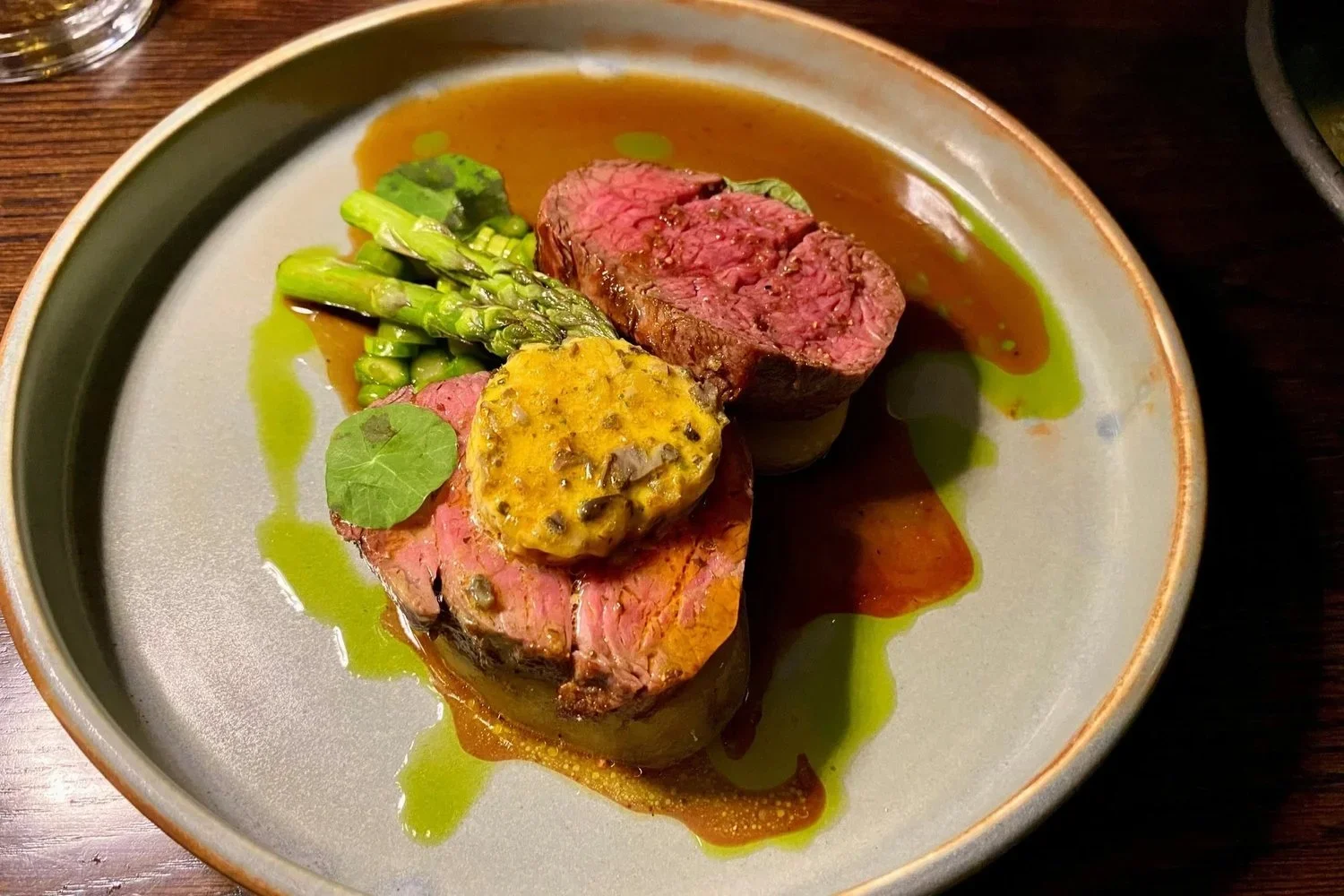 Beef fillet, confit potatoes, escargot and marrow butter