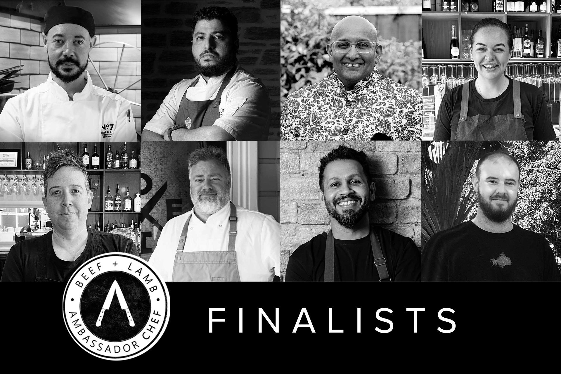 The eight finalists in the search for the 2026-2027 Beef + Lamb New Zealand Ambassador Chefs