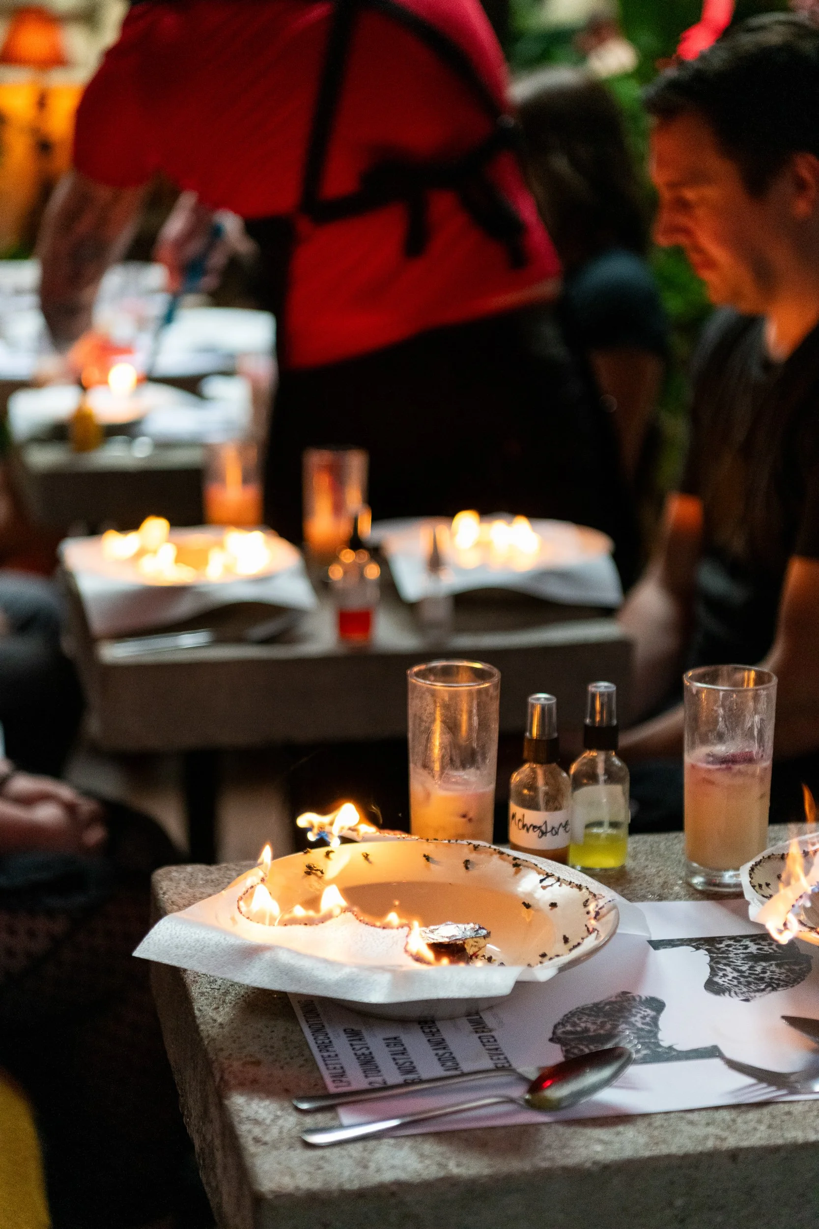 Table setting during service at a KMRA Tasting Club dinner.