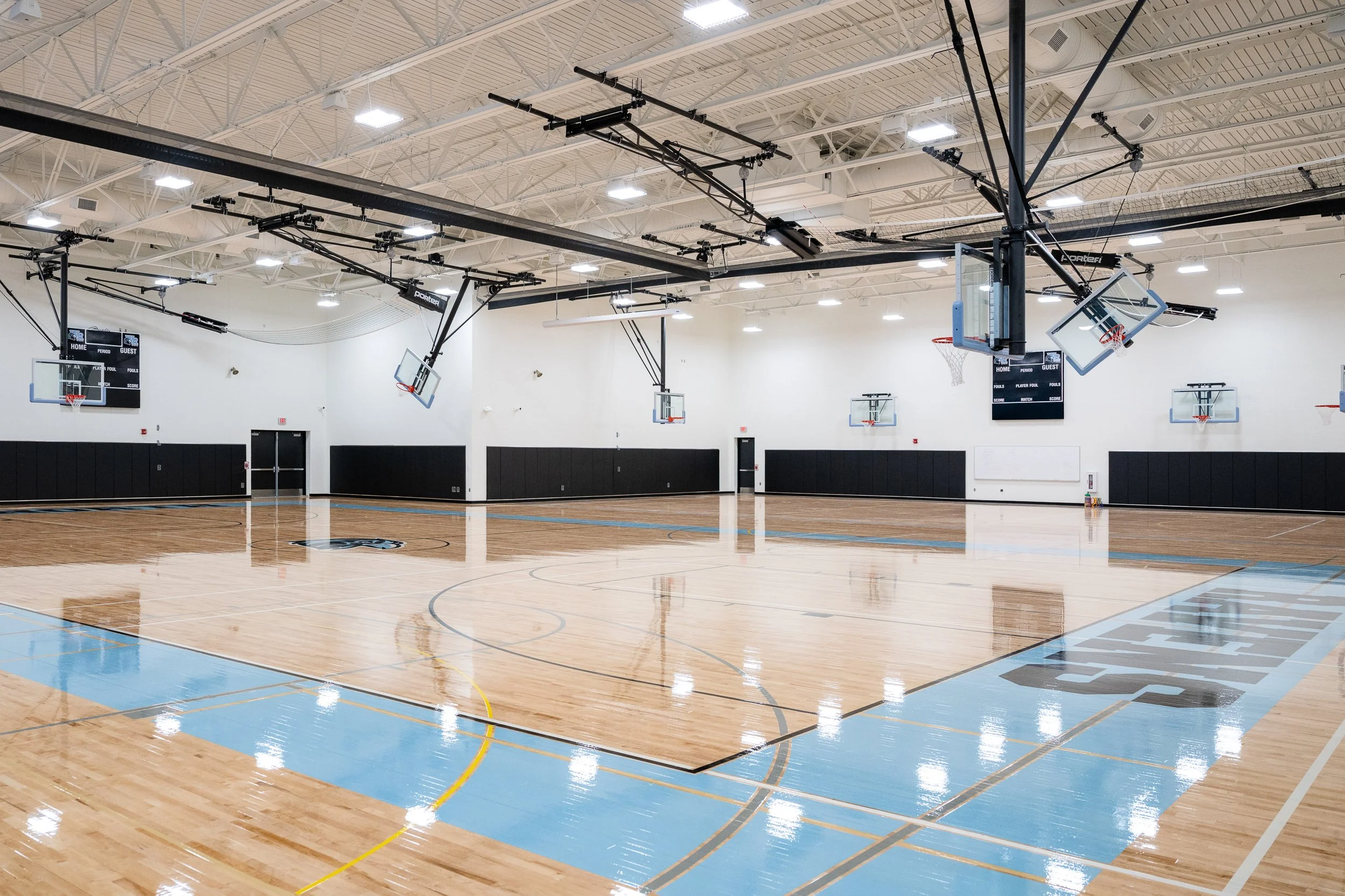 Main gymnasium at Washburn Rural North Middle School prepared for students.