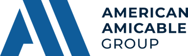 Logo for American Amicable Group with stylized blue 'A' and company name in blue text