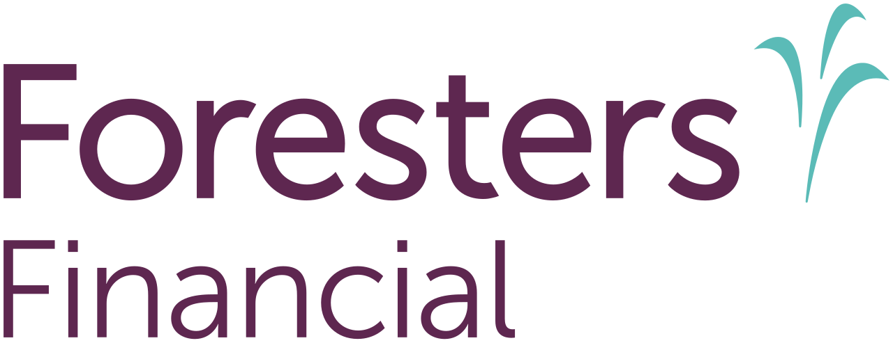 Logo with the words 'Foresters Financial' and stylized tree branches in teal.