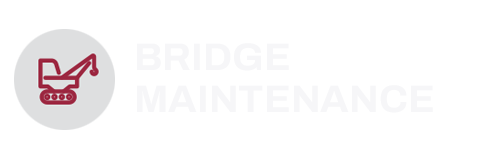 Logo for bridge maintenance with a stylized shopping cart inside a circle.