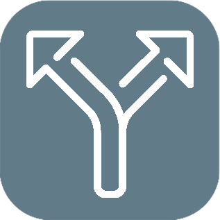 icon of directional arrows on a sign