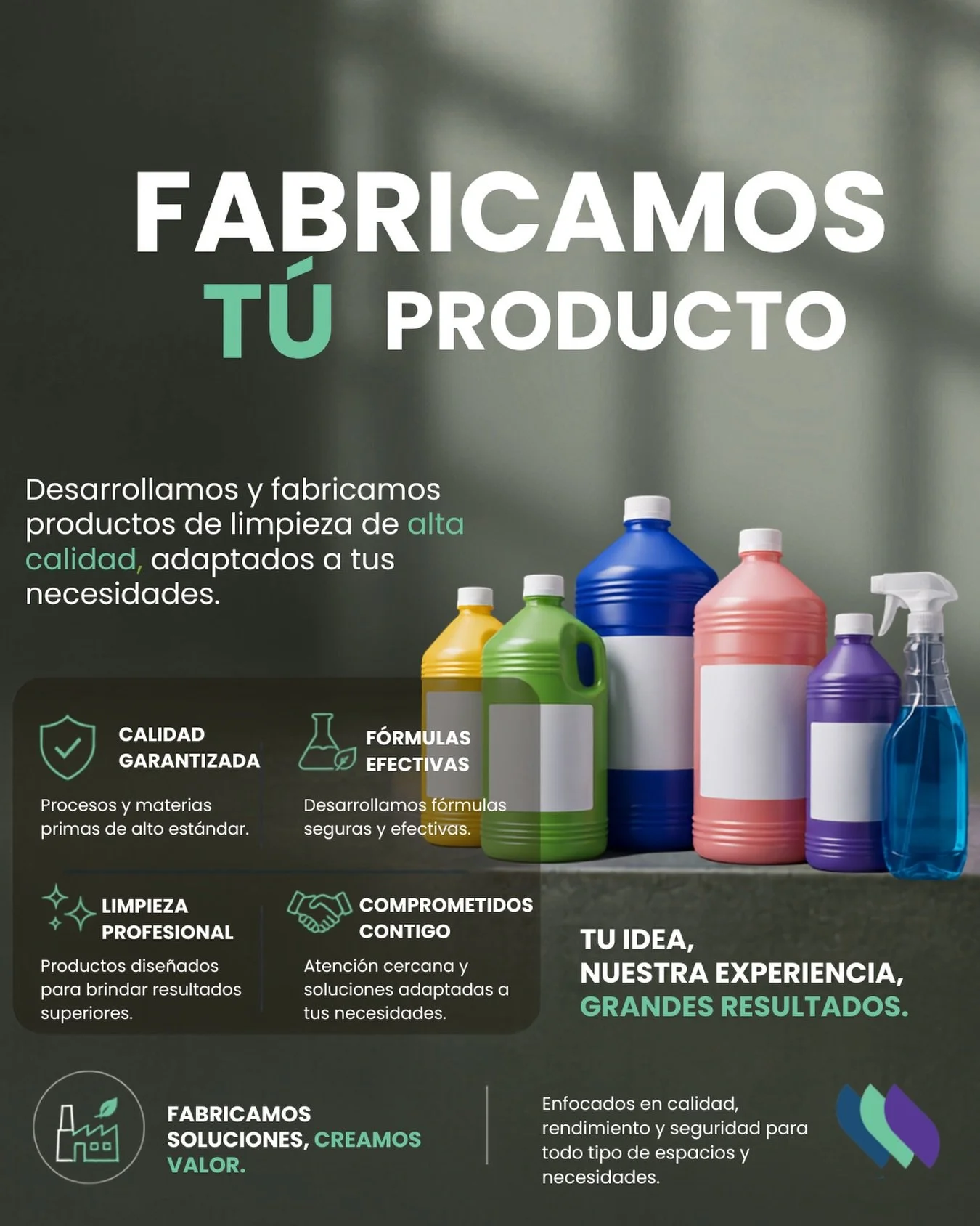 &iquest;Tienes una idea para tu propia l&iacute;nea de productos de limpieza? Nosotros la hacemos realidad. 🧴✨

En Ecolinex desarrollamos y fabricamos productos de limpieza con altos est&aacute;ndares de calidad, adapt&aacute;ndonos a las necesidade