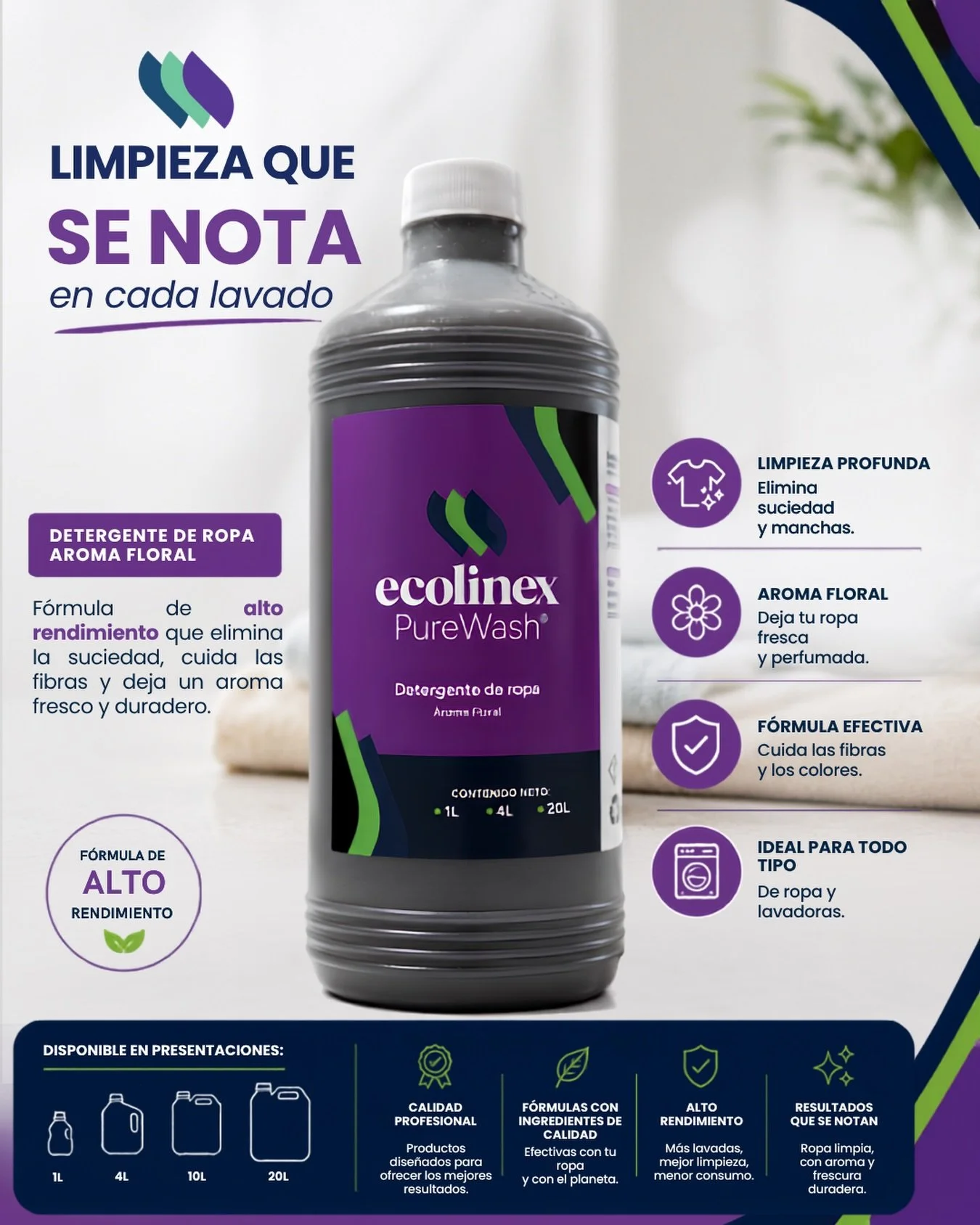 🫧 Porque cada prenda merece un cuidado especial.

PureWash Detergente para Ropa Negra est&aacute; formulado para ofrecer una limpieza profunda mientras ayuda a conservar el color y la apariencia de tus prendas oscuras, lavado tras lavado.

✔️ Limpie