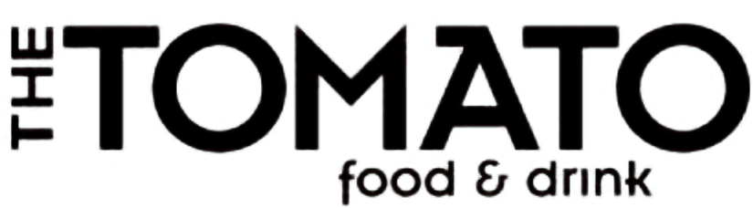 Logo for 'The Tomato Food & Drink' featuring stylized text in black.