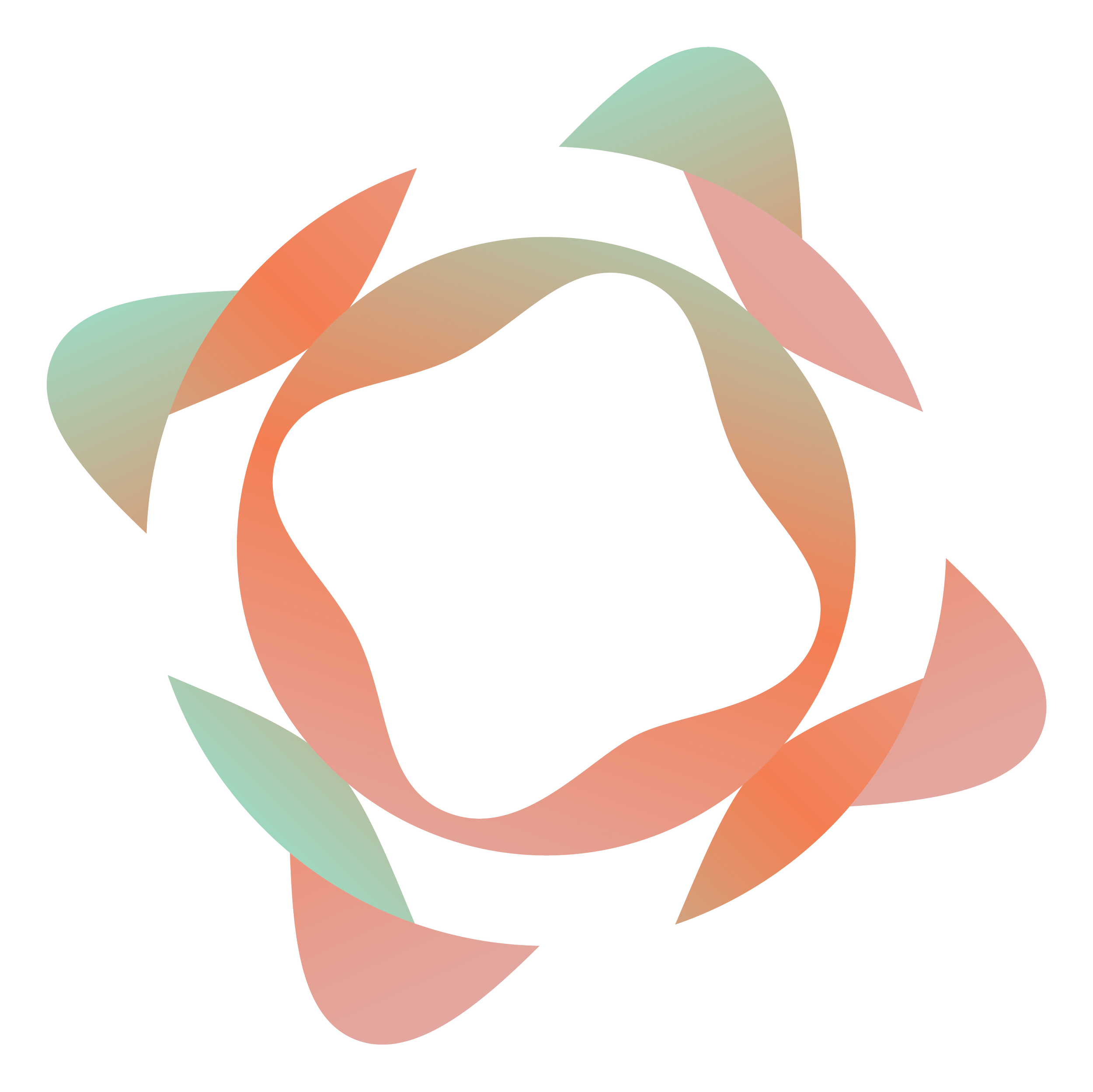 Abstract pastel gradient ribbons forming a circular loop on a transparent background