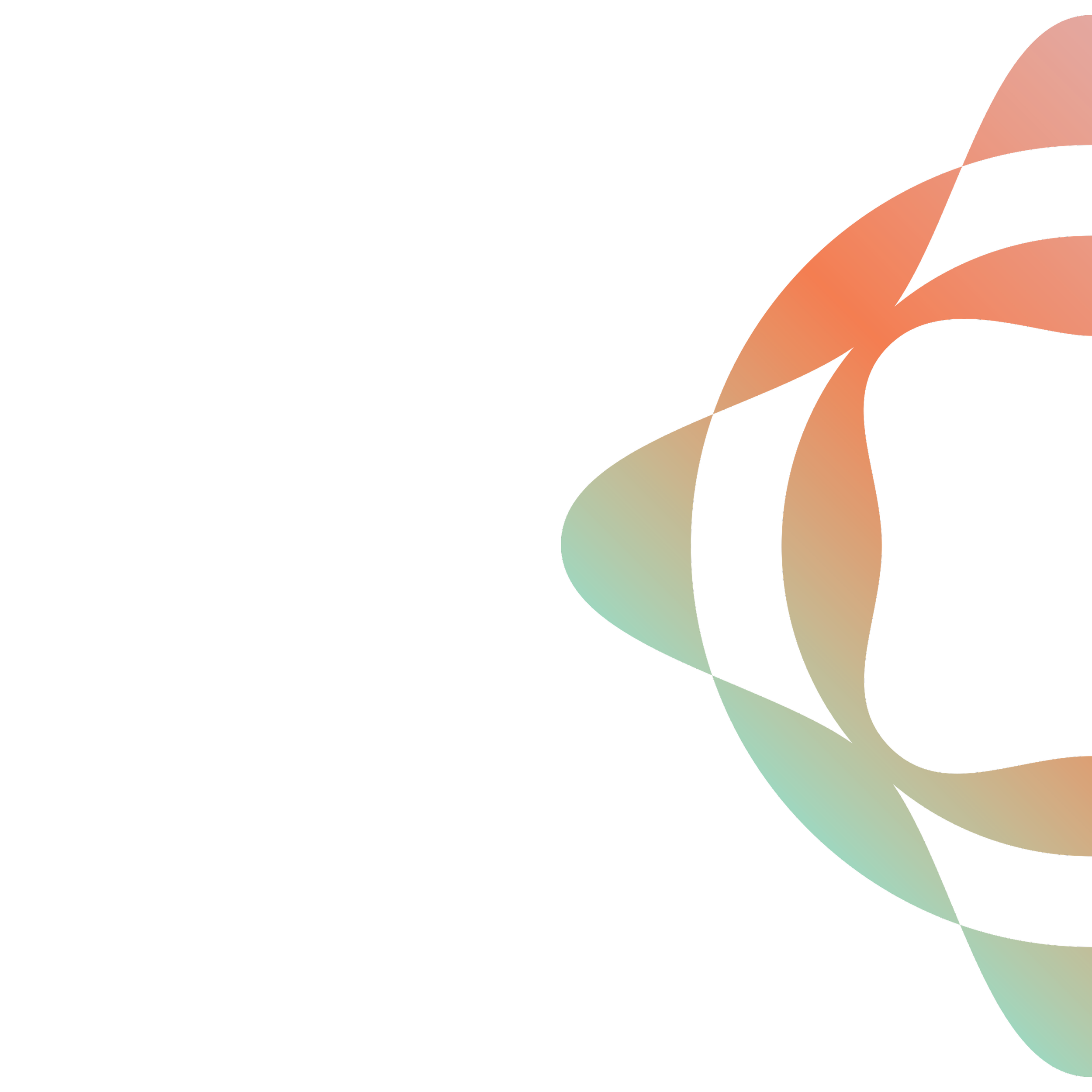 Abstract orange, peach, and mint ribbon shapes forming a geometric composition on a black background.