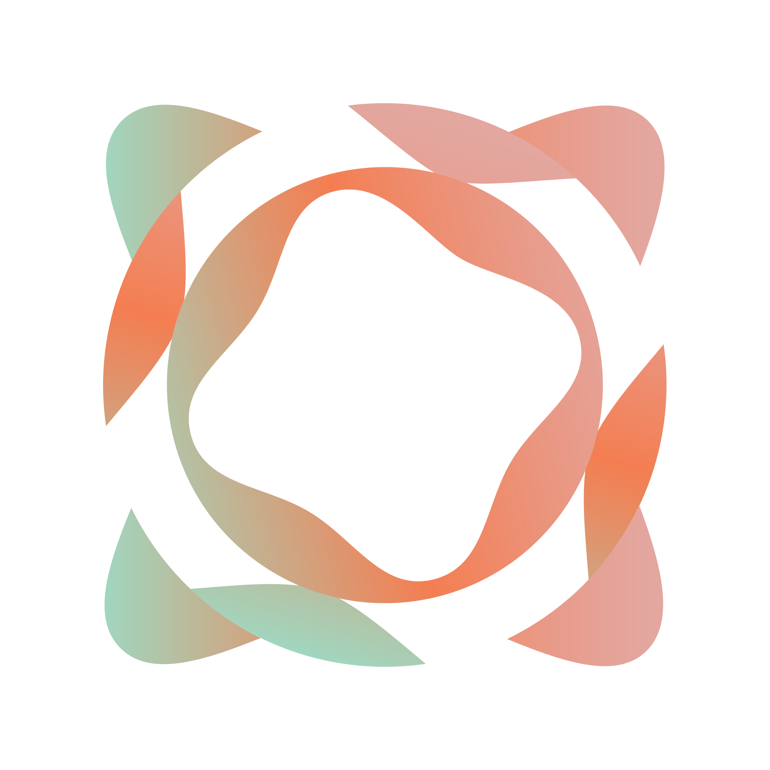 Abstract multicolored ribbon loops forming a geometric circular pattern