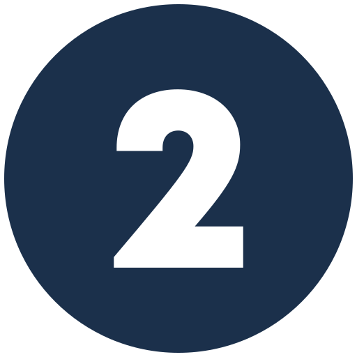 A dark blue circular icon with the number 2 in the center.