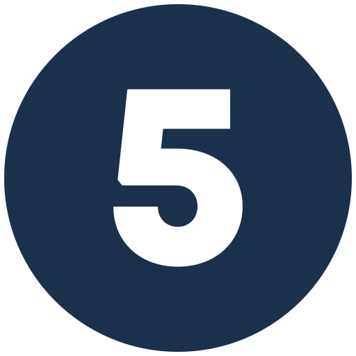 Number 5 inside a black circle on a dark blue background.