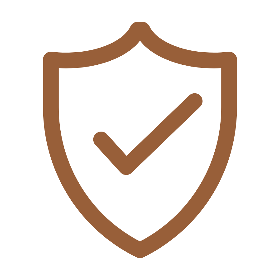 Icon of a shield with a checkmark inside, representing security or protection.