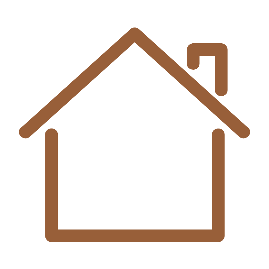 Brown outline of a house with a chimney