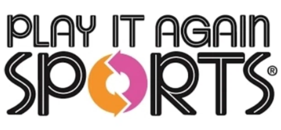 Logo with the text 'Play it Again Sports' and a circular arrow icon in between