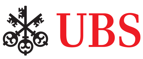 UBS logo featuring a black and gray snowflake with intertwined keys and the red letters 'UBS' to the right.