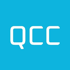 QCC logo on a blue background.