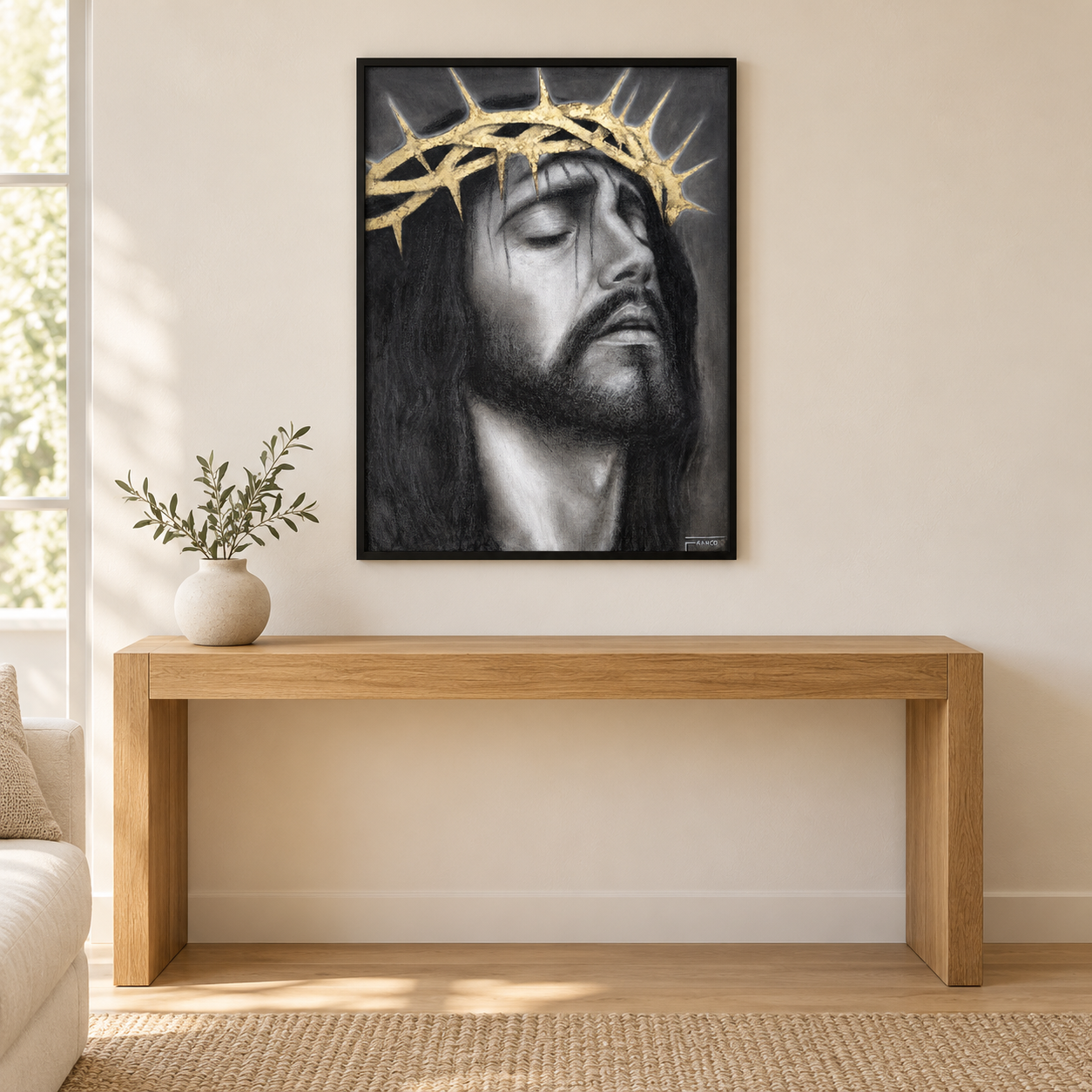 Gold-crowned Jesus framed art print-1.png